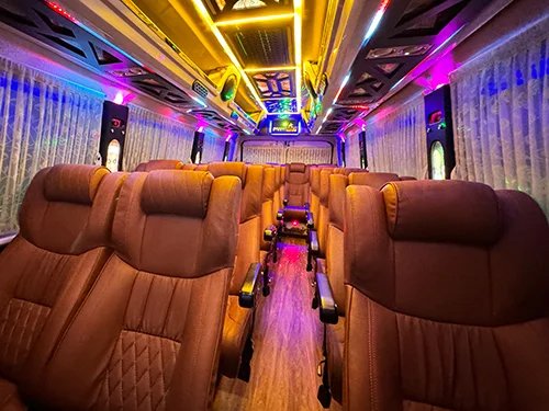  18 seater tempo traveller Kerala, large group van rental, tempo traveller Kerala booking.